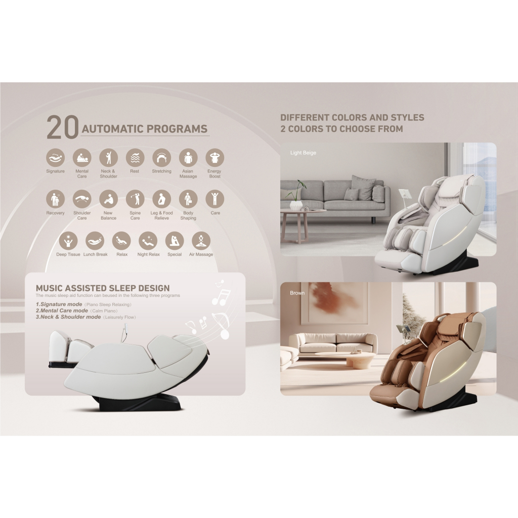 Soul Sense Series 5 เก้าอี้นวดไฟฟ้า 4D SoulSense สีครีม ปรับตำแหน่งการนวด ระบบ Zero Gravity โปรแกรมอัตโนมัติ ลดอาการปวดเมื่อย นวดสั่น นวดคลึง นวดกดจุด นวดทุบ บรรเทาอาการปวดหลัง ฟื้นฟูร่างกาย เครื่องนวดไฟฟ้าโซเซ้นส์ ผ่อนคลายกล้ามเนื้อ เก้าอี้นวด เครื่องนวด