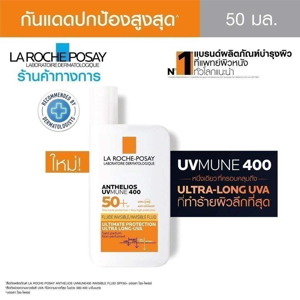 ลา โรช-โพเซย์ La Roche-Posay Anthelios UVMune 400 Invisible Fluid กัน ...