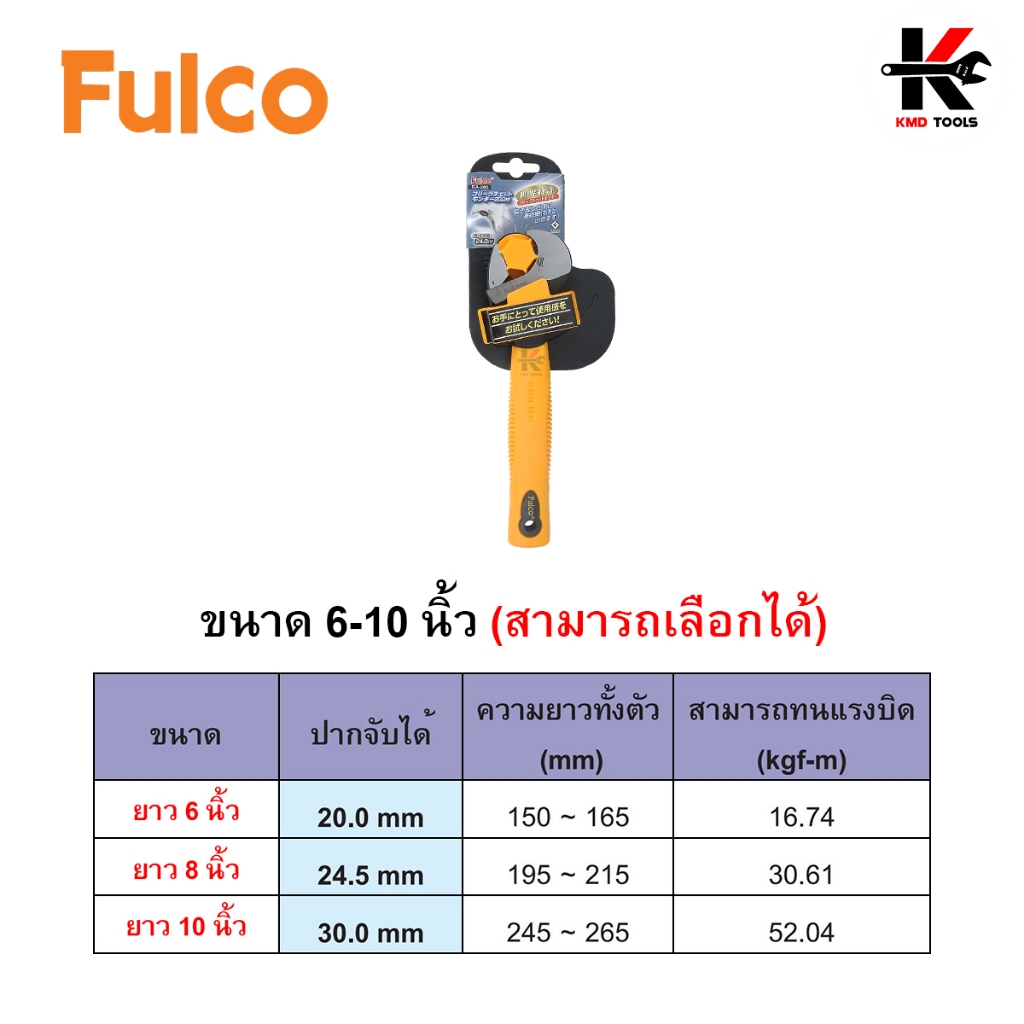 FULCO ประแจเลื่อน รุ่นหัวฟรี (ขนาด 6-10 นิ้ว) ประแจเลื่อน ประแจเลื่อน ...