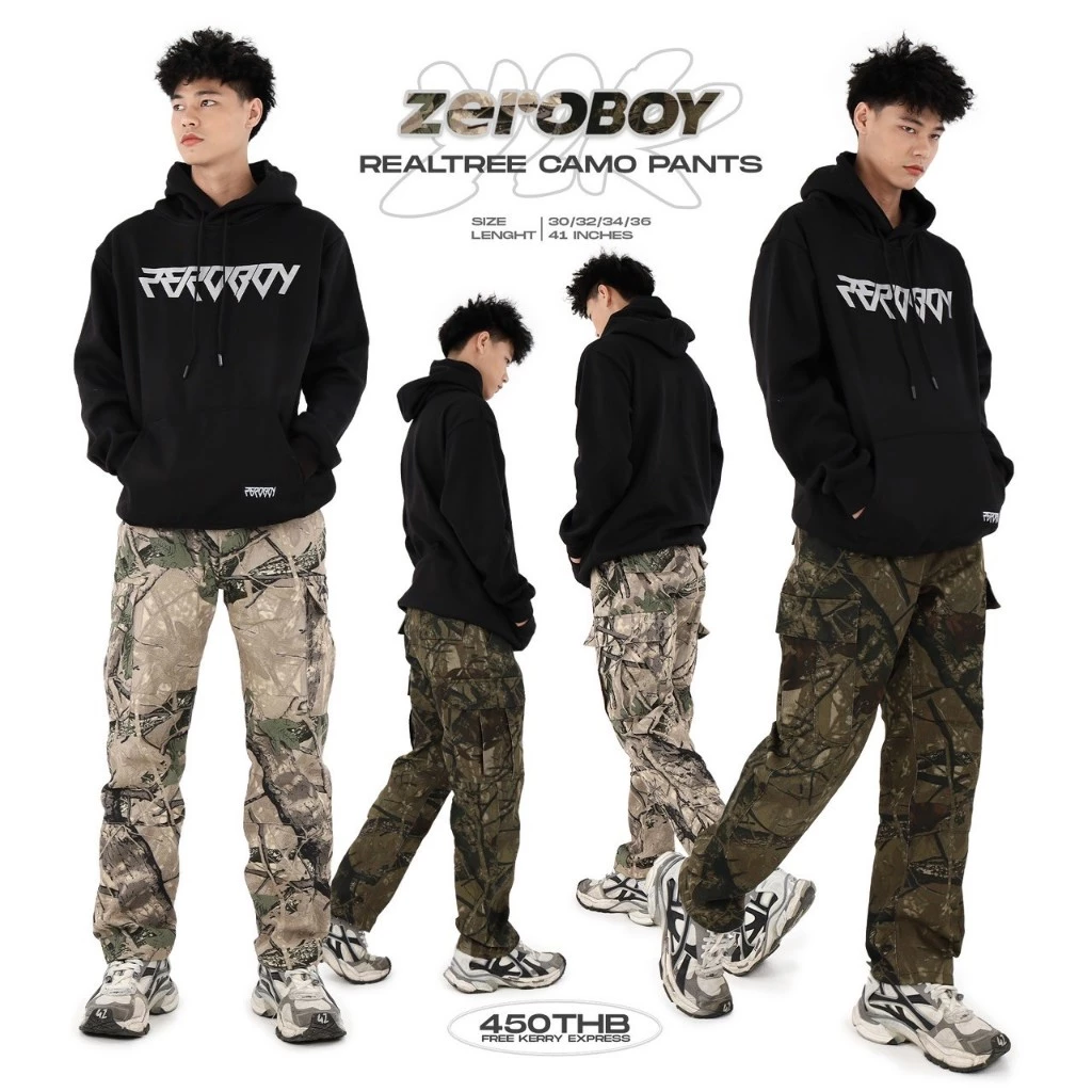 ZEROBOY - Realtree Camo Pants กางเกงขายาวคาร์โก้ลายพราง Style Vintage Y2K