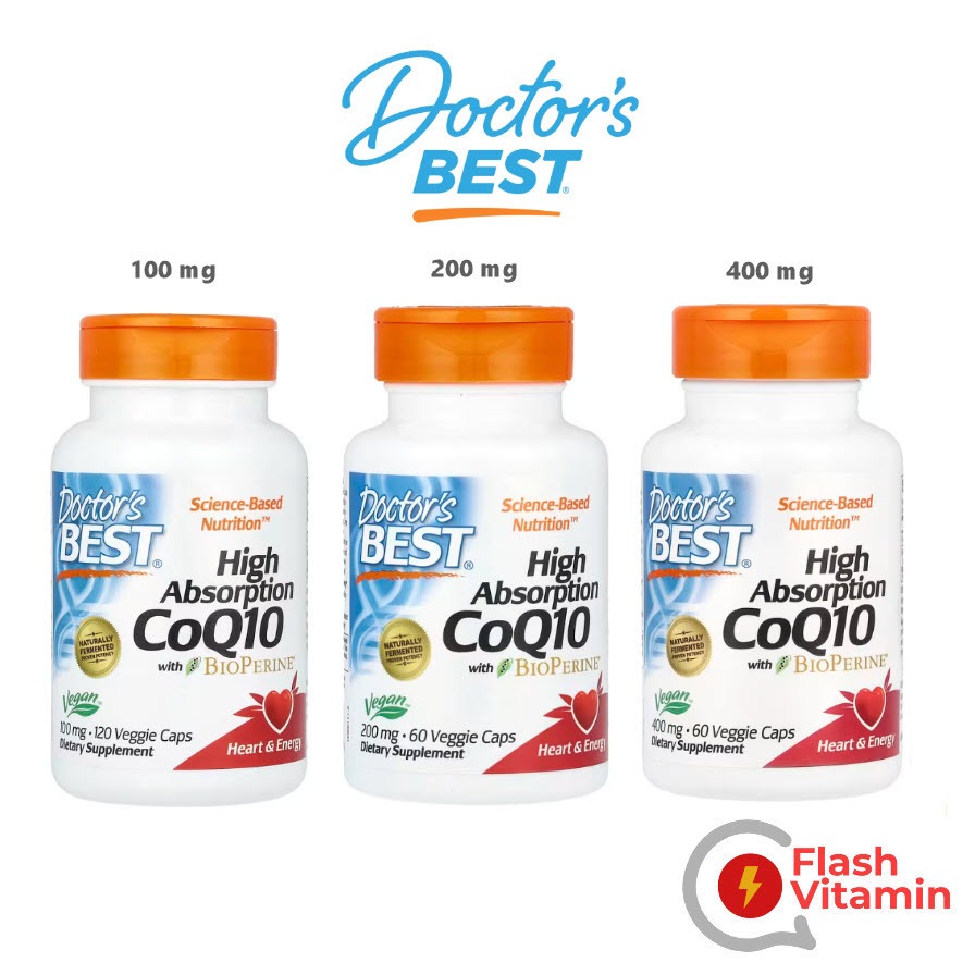 Doctor's Best, High Absorption CoQ10 with BioPerine®, 100mg / 200mg ...