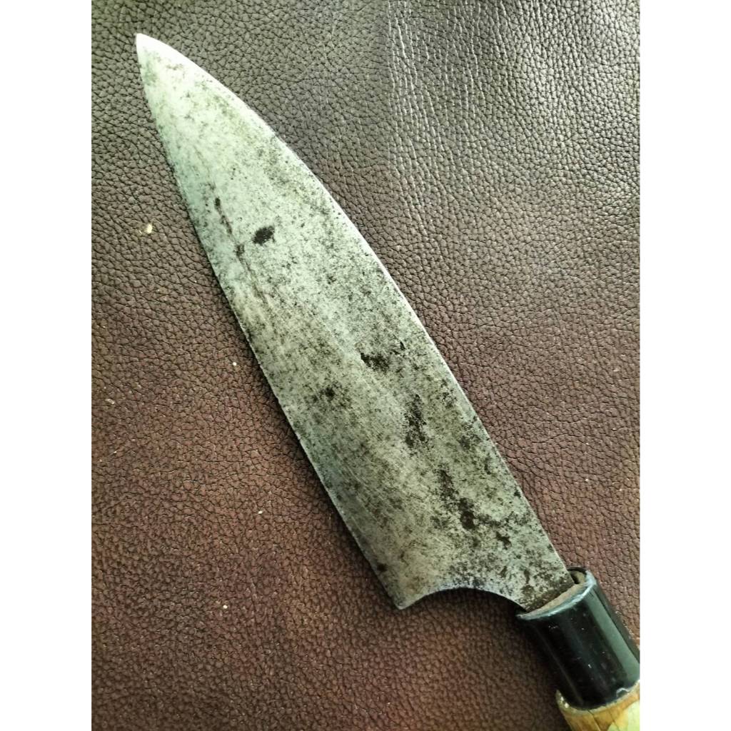 มีดเดบะเชฟญี่ปุ่น Deba Knife งานตีมือใบเว้าเป็นแอ่งหายาก ด้ามไม้ปลอก ...