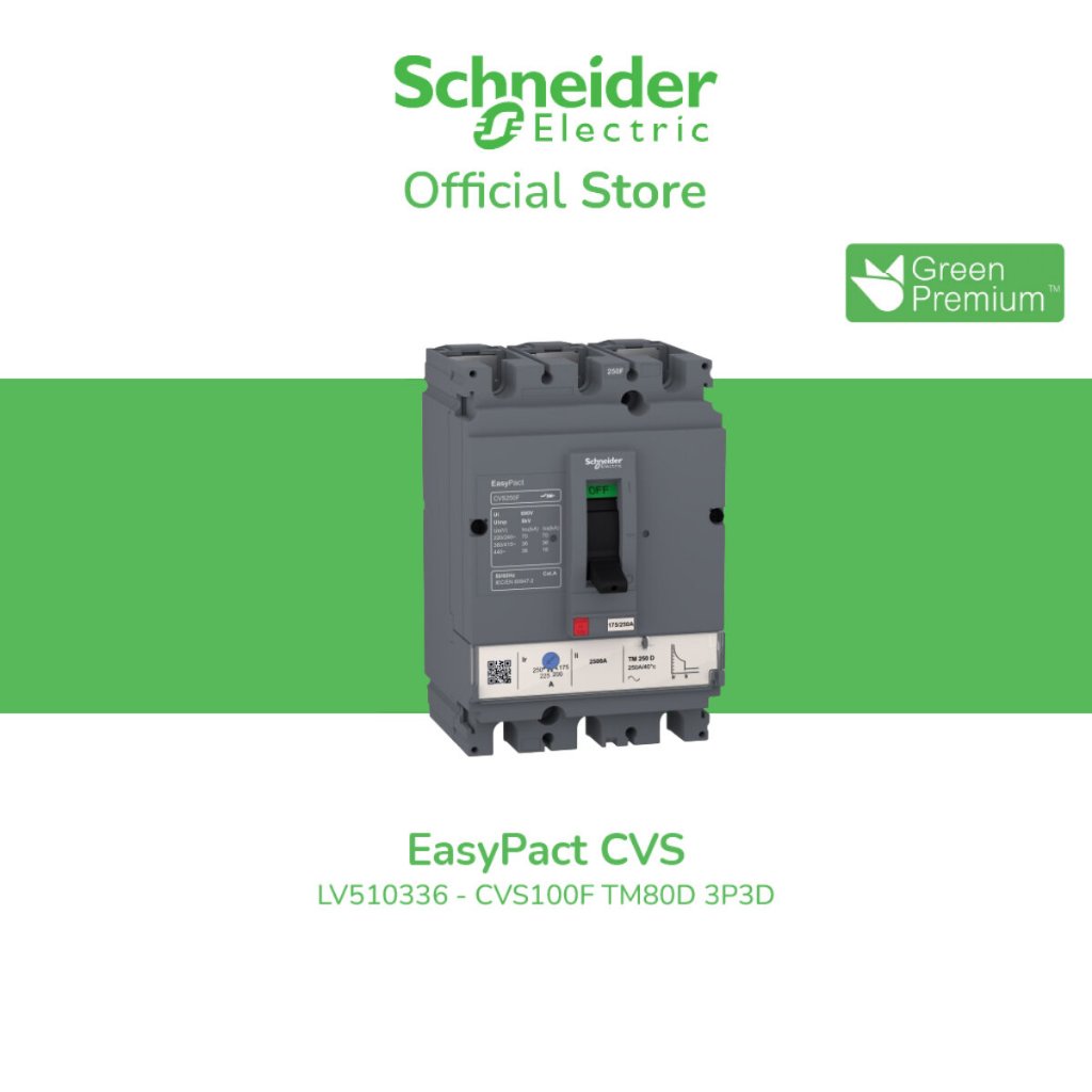 Schneider Electric เซอร์กิตเบรกเกอร์ EasyPact CVS100F, 36 kA at 415 VAC ...