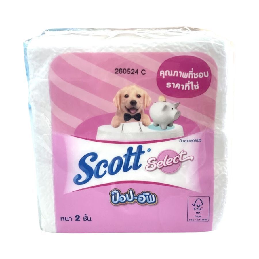 12 ห่อ ห่อเล็ก Scott Select Pop-Up ชมพู กระดาษ ทิชชู่ สก๊อตต์ ซีเลคท์ ...