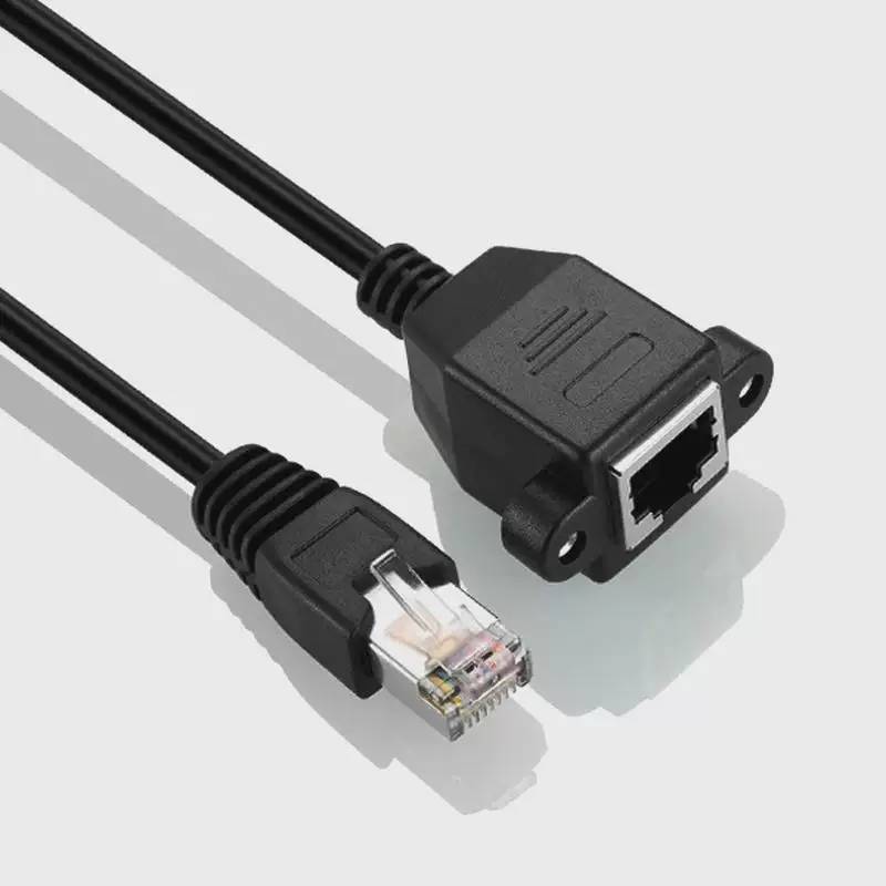 8Pin RJ45 Cable Male to Female Screw Panel Mount Connector Ethernet LAN ...