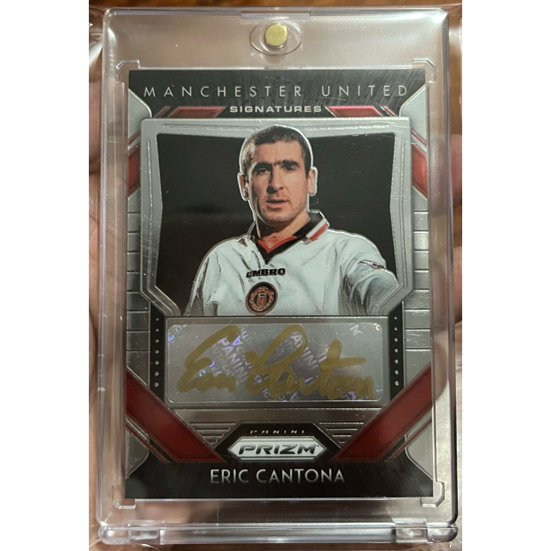 Carte Panini Prizm Eric Cantona Blue Shimmer FOTL Auto - PSA 10 Pop 1 - Manchester United