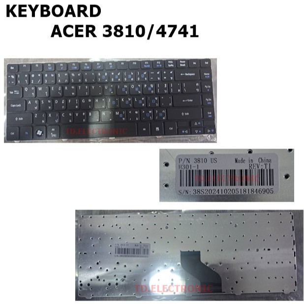 KEYBOARD:ACER 4741 ใช้ได้กับรุ่น Aspire 3810 4535 4743 4741 4535 4736 ...