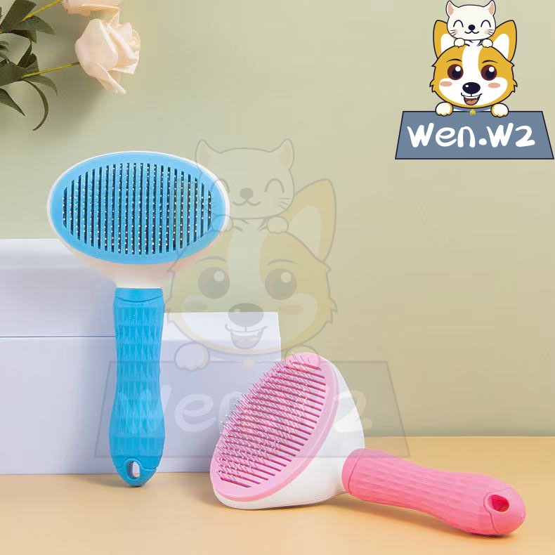 wen.W2 แปรงหวีขนสัตว์เลี้ยง มีปุ่มดันขนออก
