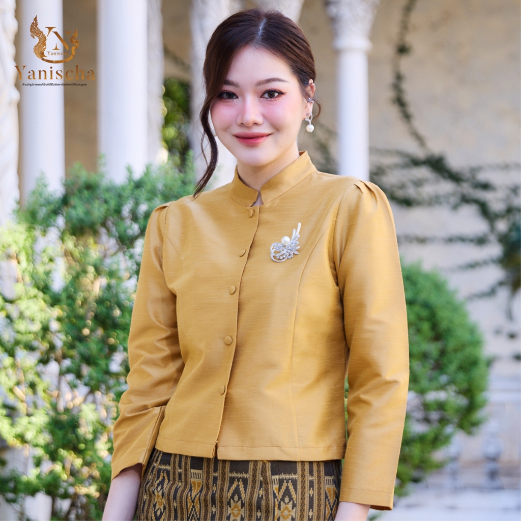 ชุดผ้าไทยไหมแท้ ทรงเรือนต้น อัดกาวอย่างดี สวยสง่า ใส่แล้วดูผอม พร้อมส่ง! มุมมองที่ 4