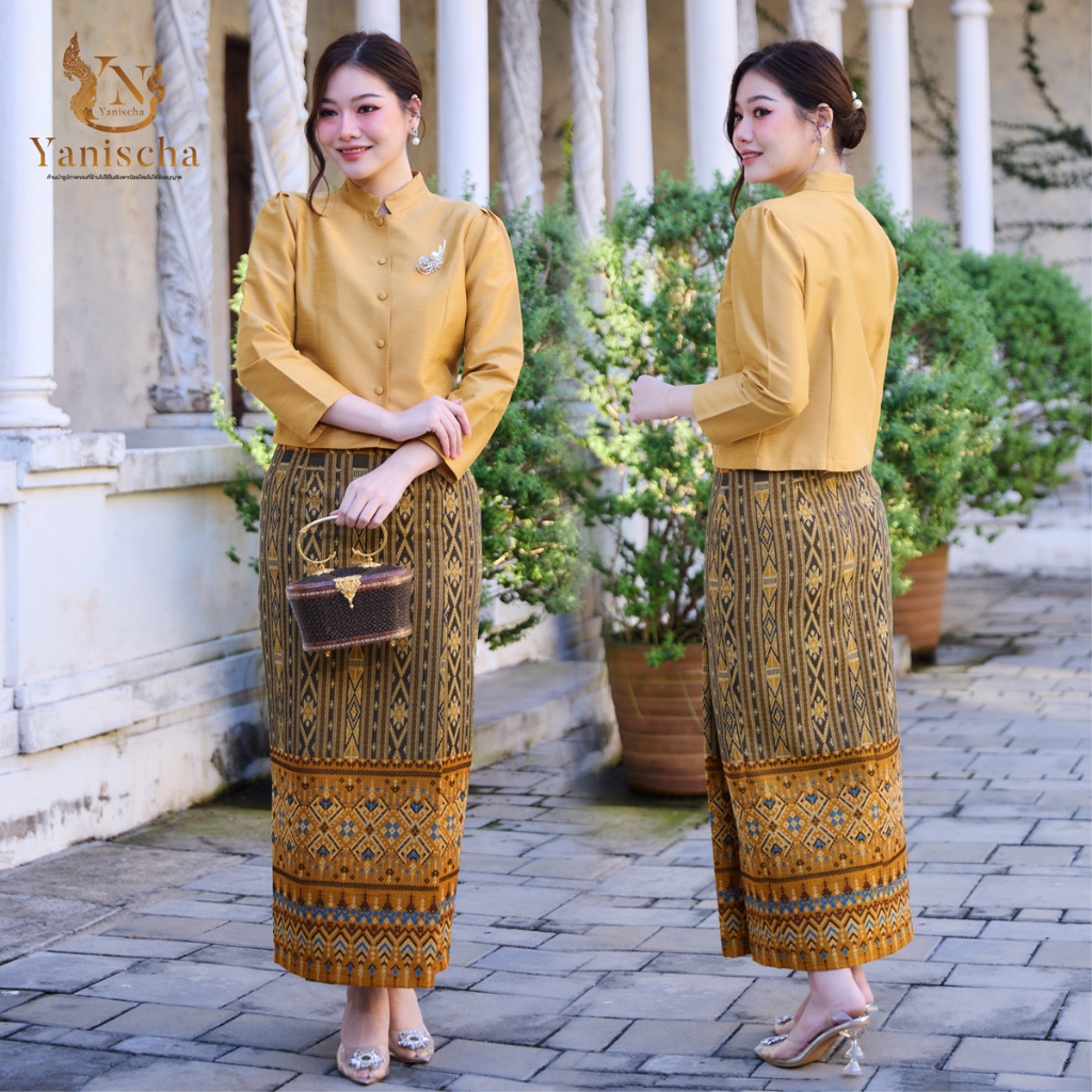 ชุดผ้าไทยไหมแท้ ทรงเรือนต้น อัดกาวอย่างดี สวยสง่า ใส่แล้วดูผอม พร้อมส่ง! มุมมองที่ 2
