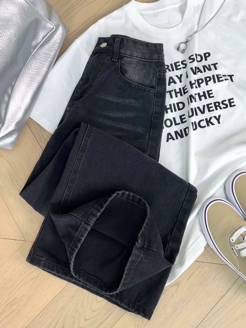 7สี กางเกงยีนส์ กางเกงกระบอก สีวินเทจ เอวสูง ทรงสวย#1153 - 4