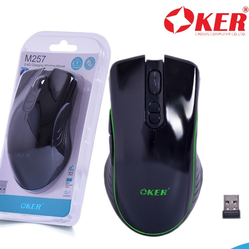 เม้าไร้สาย เม้าเล่นเกม เมาส์เกมมิ่งไร้สาย OKER M257 2.4G CHARGING ...