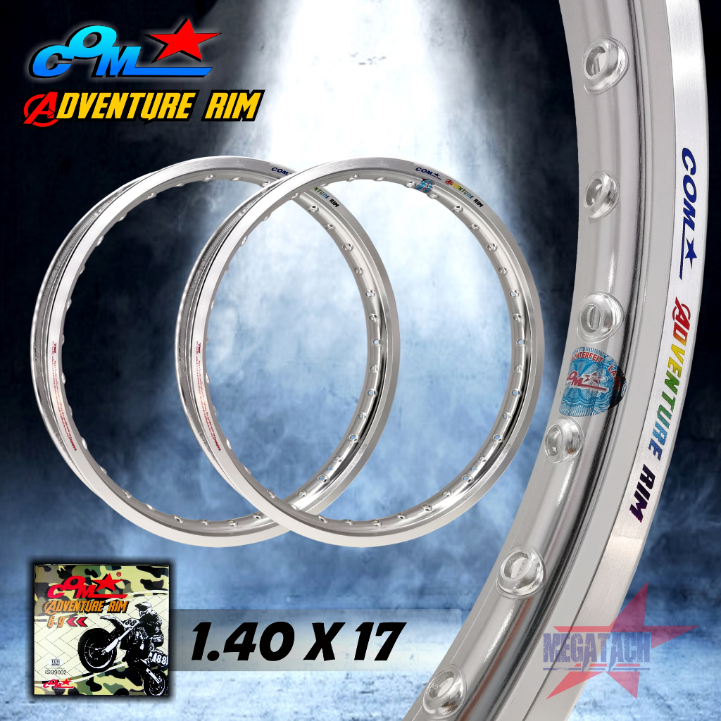ล้อคอม COM ADVENTURE RIM 1.40 X 17 สีเงิน ขอบเรียบ จำนวน 2วง ล้อคอมดาว ...