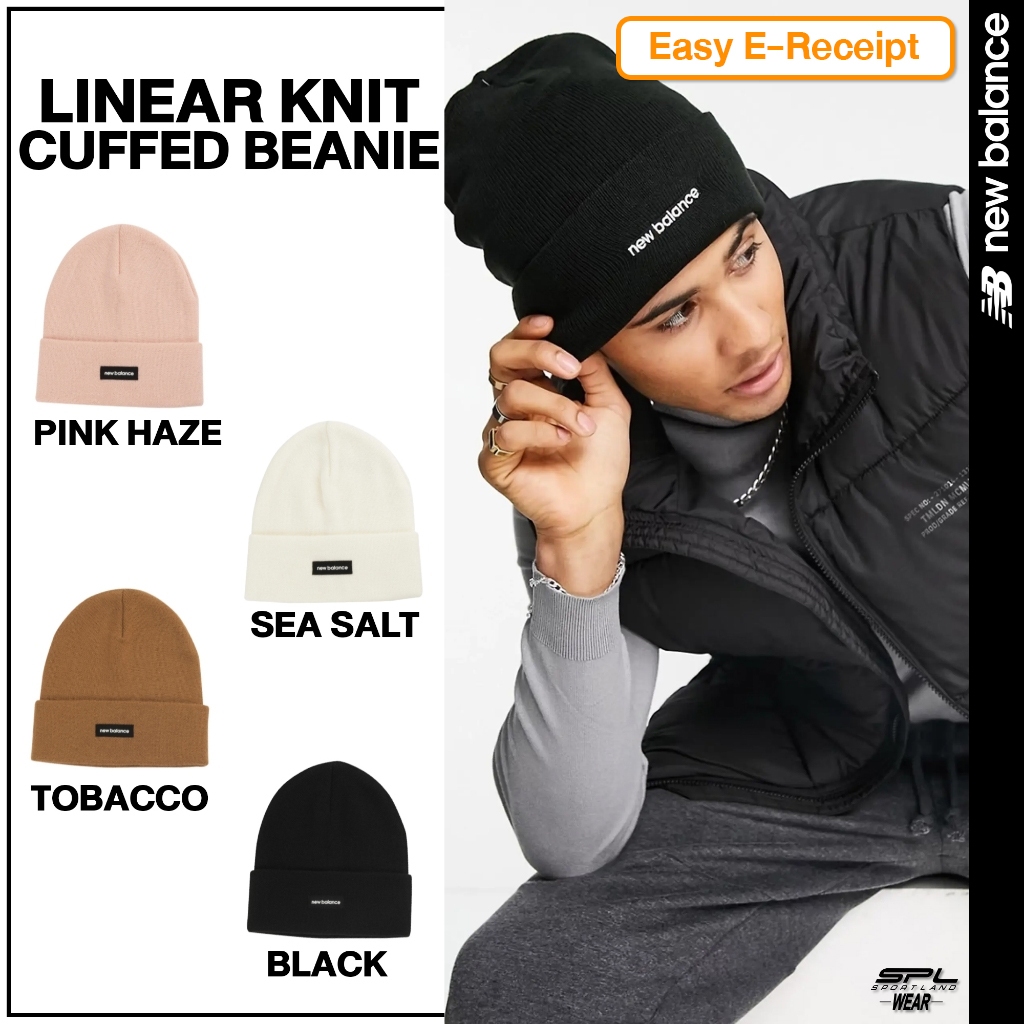 New Balance หมวกบีนนี่ หมวกไหมพรม NB UX Linear Knit Cuffed Beanie