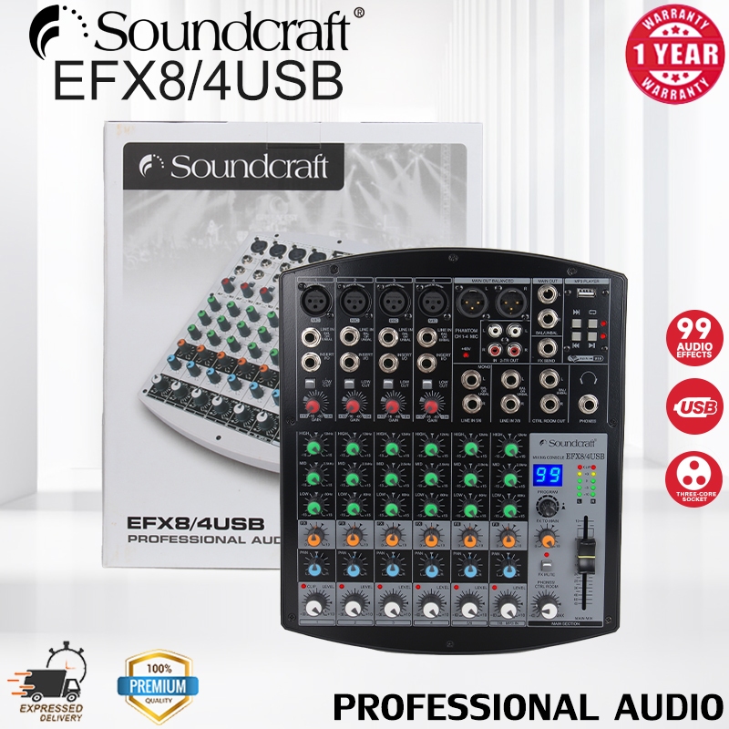 Soundcraft FX8U / EFX8 / 4USB มิกเซอร์แอมพลิฟายเออร์มิกเซอร์ 4-8 ช่อง ...
