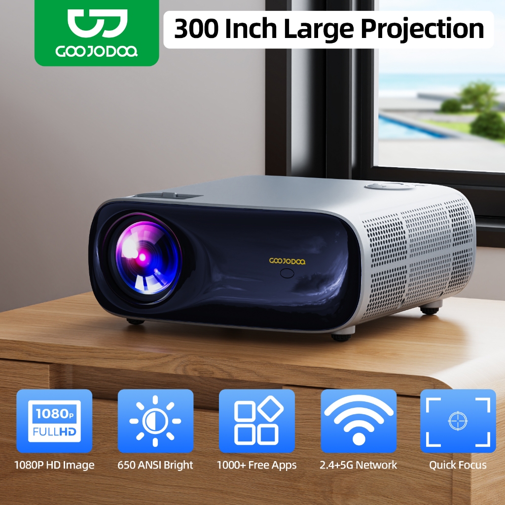 GOOJODOQ 1080P HD Projector Android 9.0 System for Abundant Apps Max ...