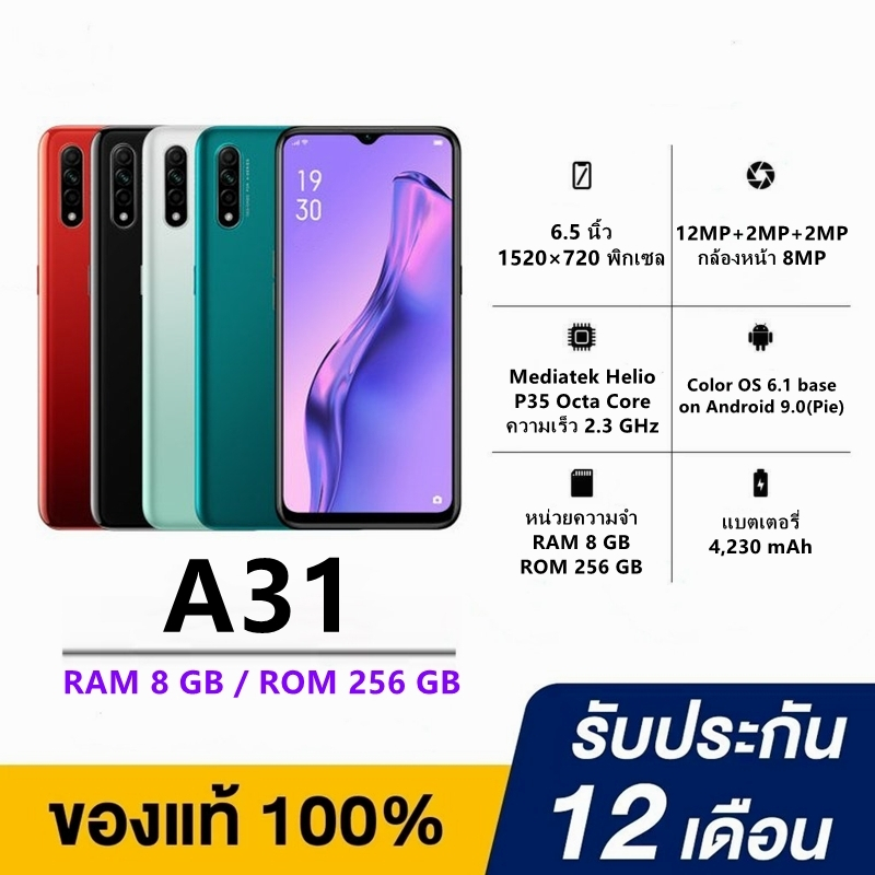 A31 แรม8GB รอม256GB หน้าจอHd 6.5 นิ้ว Android 9 แบตเตอรี่ 4230 mAh ...