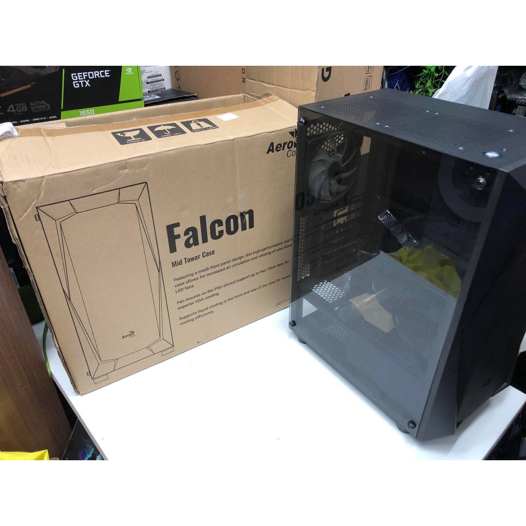 เคสคอมพิวเตอร์ ATX AeroCool Computer Case Falcon - G RGB - Black พร้อม ...