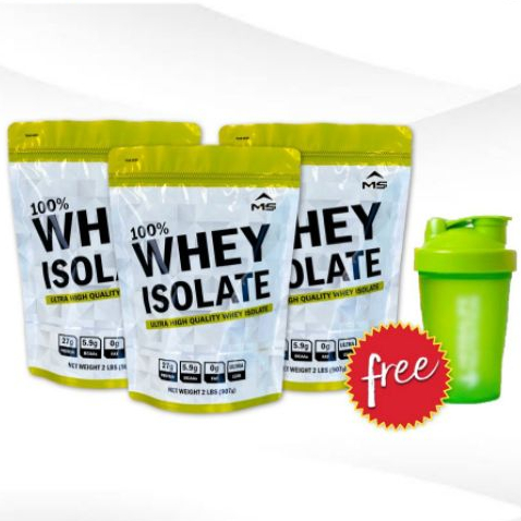 MS WHEY PROTEIN ISOLATE (แพ็ก 3 ถุง) + แก้วเชก(คละสี) เวย์ โปรตีน ไอโซ ...