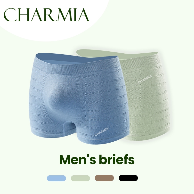 Charmia กางเกงบ็อกเซอร์ชาย ผ้าถักไร้ตะเข็บ นุ่ม สวมใส่สบาย ยืดหยุ่นสูง ...