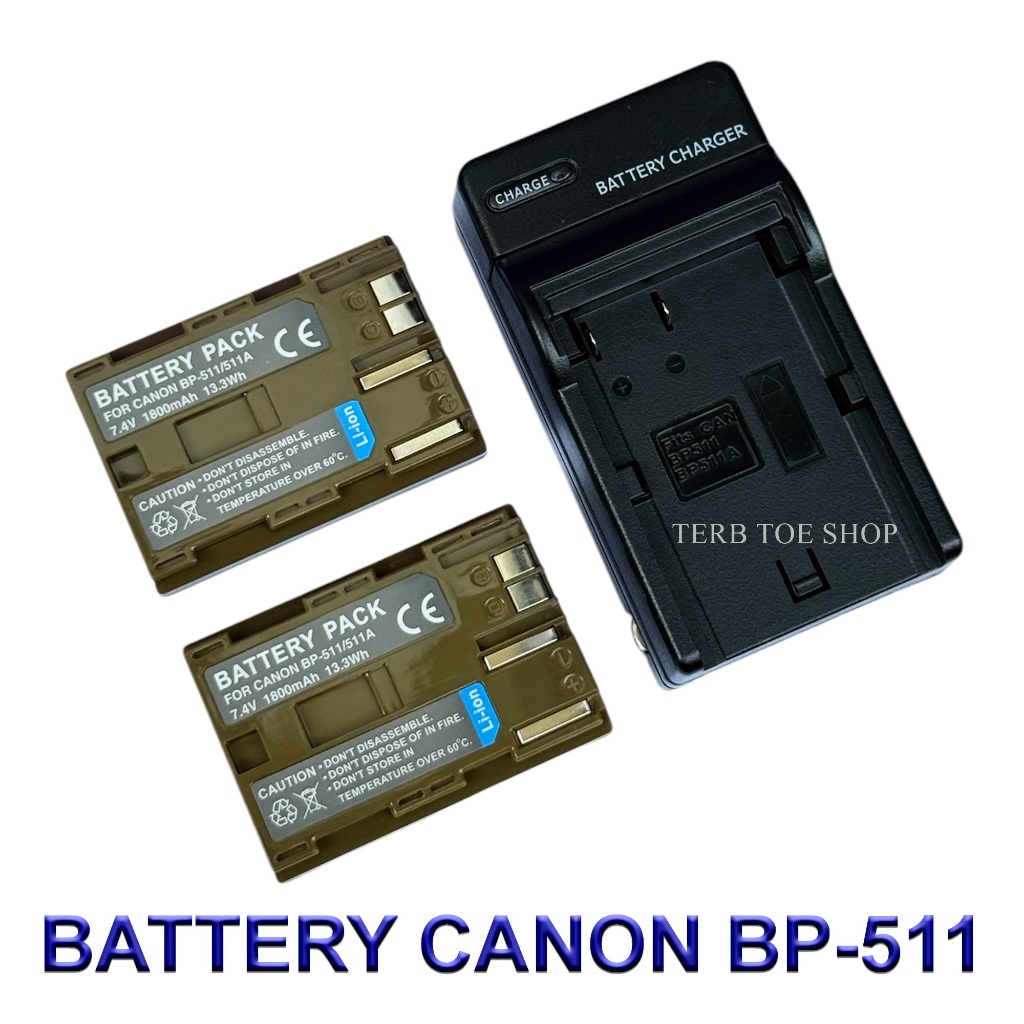 Batteria BP-511 (2 Pezzi) E Caricatore Doppio USB Per Canon EOS 10D, 20D, 30D, 40D, 300D, PowerShot G1-G6 - 5