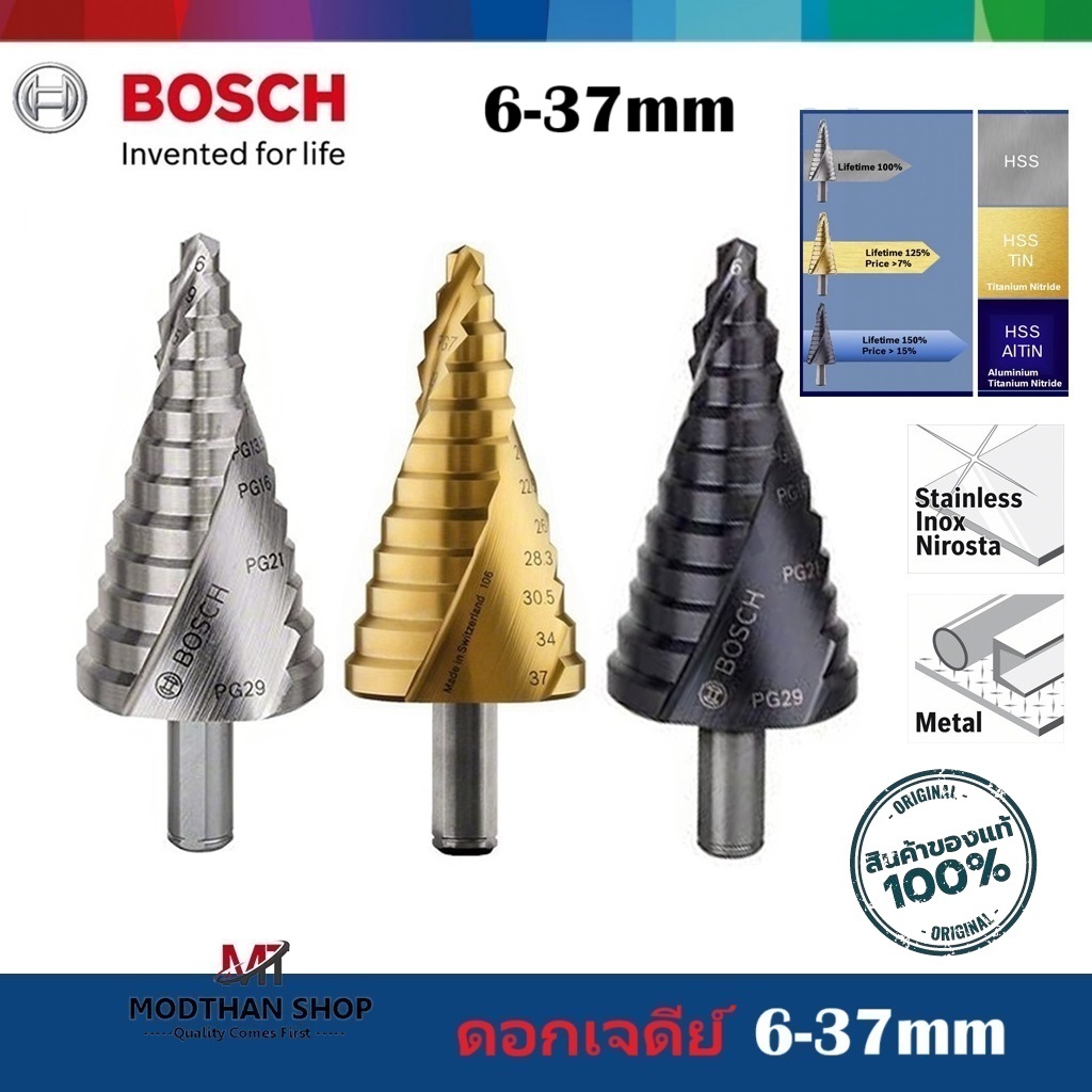 Bosch ดอกสเต็ป Step Drill 6-37mm ดอกเจดีย์ #2608587428 #2608587435 ...