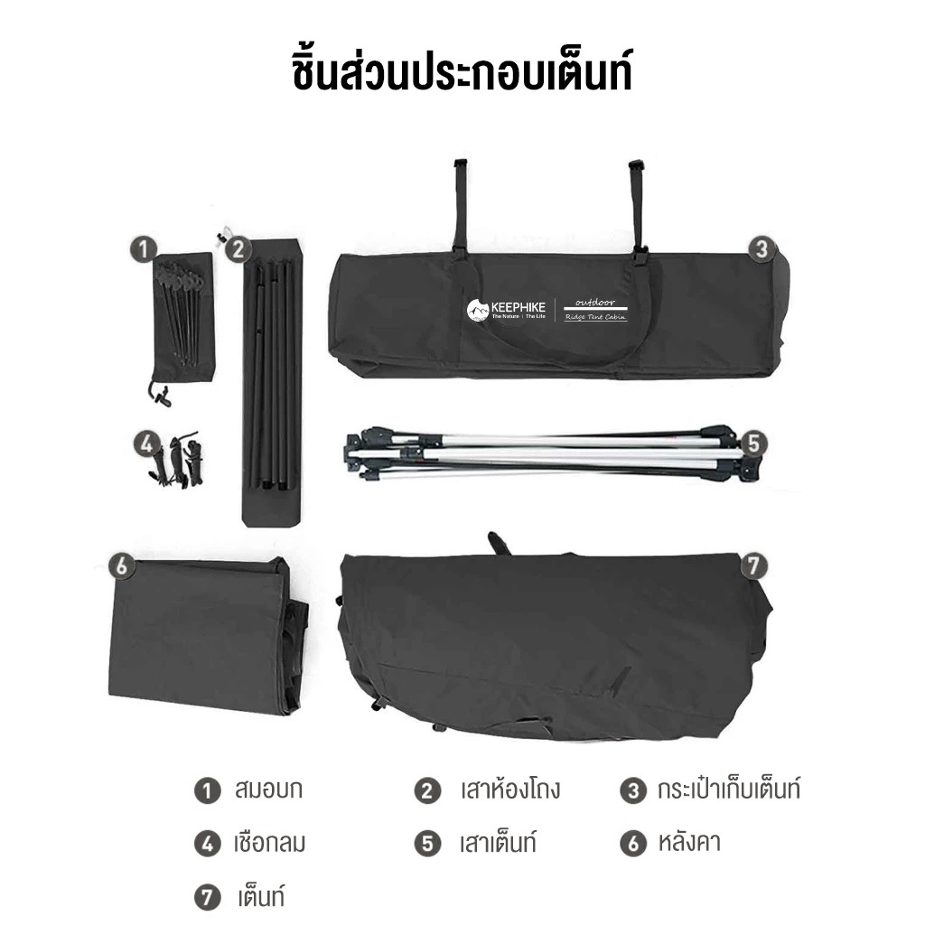 KEEPHIKE เต็นท์กลางแจ้งแบบพกพา กันลม กันฝน กันแดด กางอัตโนมัติ รูปบ้าน พับเก็บได้ ระบายอากาศได้ทุกด้าน