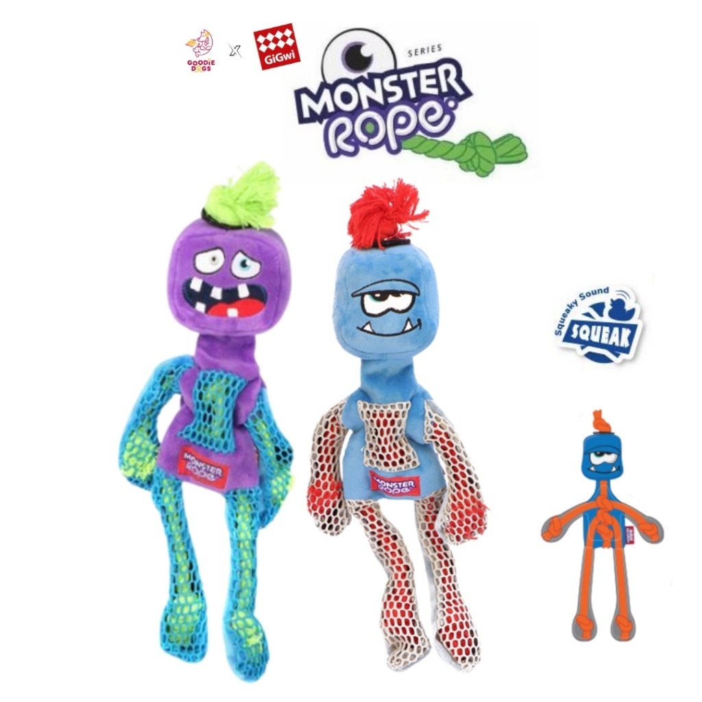 GiGwi Monster Rope Plush Toy ของเล่นสุนัข มีเชือกด้านใน มีเสียงปี๊ป ...