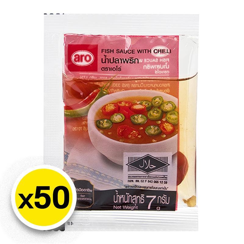 เอโร่ พริกน้ำปลาแบบซอง 7 กรัม 50 ซอง / aro Fish Sauce with Chilli 7 g ...