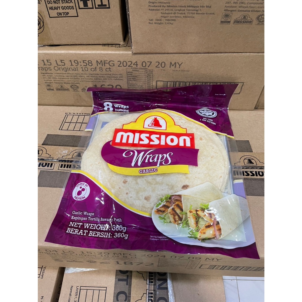mission wraps garlic 360g แป้งตอติญ่า รสกระเทียม (ห่อสีม่วง) | Shopee ...