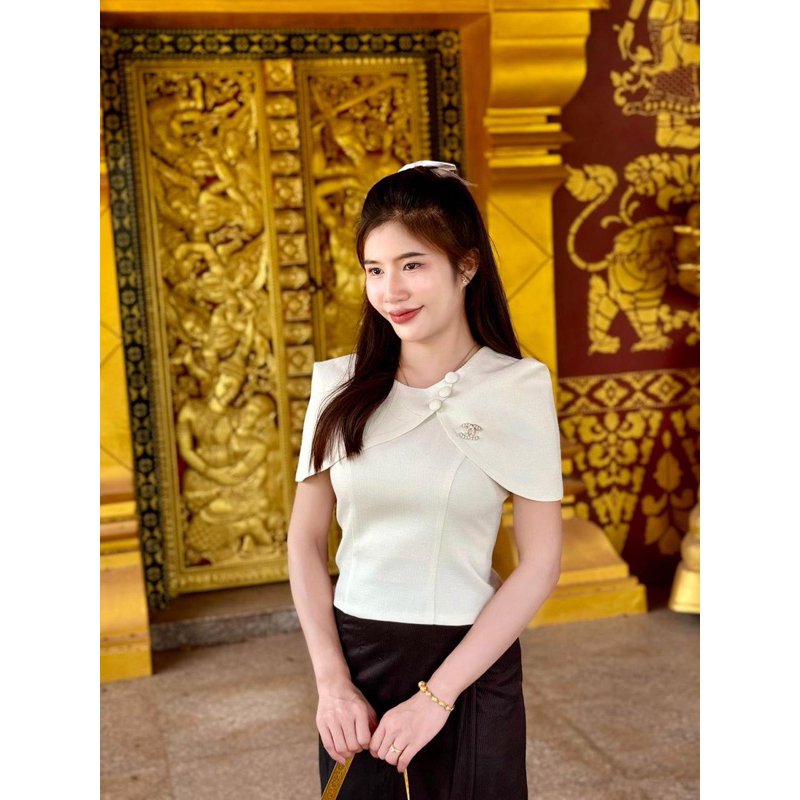 เสื้อผ้าฝ้ายแท้ใส่ไปวัดทรงเข้ารูป เกรดพรีเมี่ยม อกถึง42 พร้อมส่ง มุมมองที่ 6