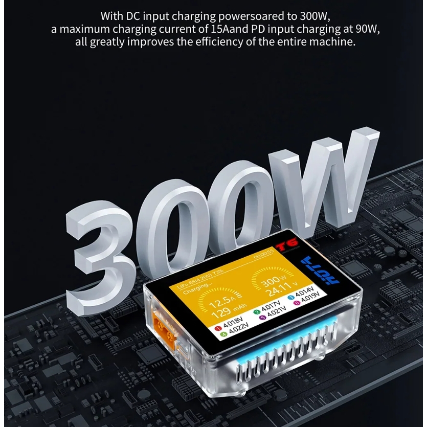 [เครื่องชาร์จ] HOTA T6 DC 300W PD 90W 15A 1-6S LiPo Battery Charger ...