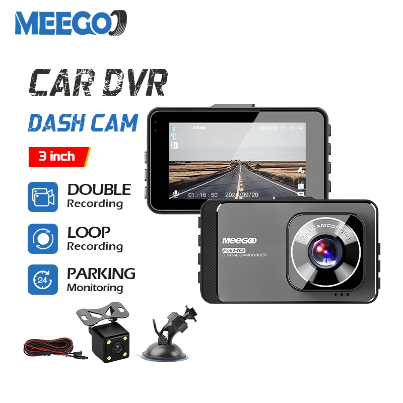 MeeGoo ドライブレコーダー 3インチ 4K 1080P ダッシュカム 170°広角 TFカード ループ録画 ナイトモード 吸盤マウント