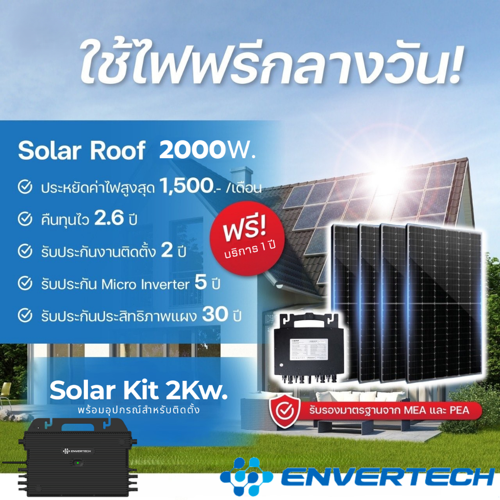 Solar Kit Micro Inverter 2000w พร้อมแผงและอุปกรณ์ติดตั้ง สินค้ารับ ...