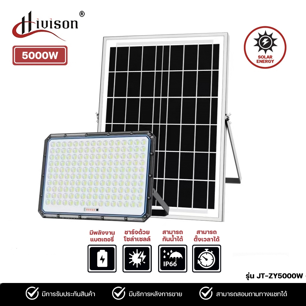 Hivison Solar 5000W Zhuang Yuan Solar FloodLight ไฟโซลาร์เซล 5000วัตต์รุ่น JT-ZY-5000W กันน้ำIP66