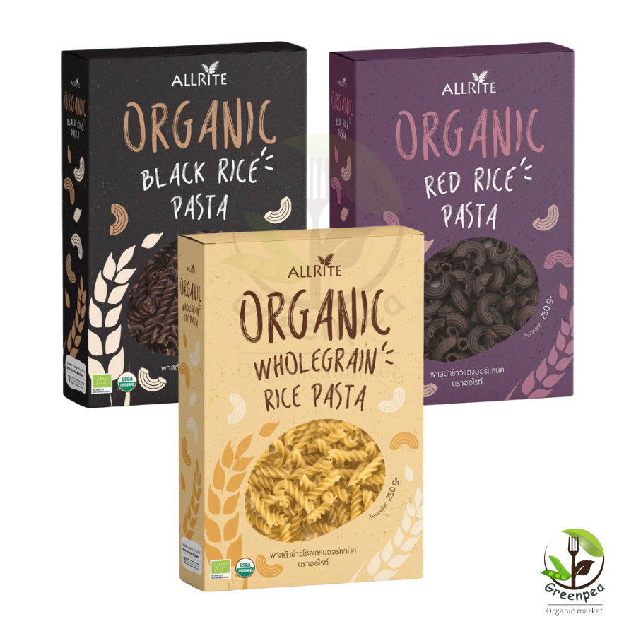 Allrite Rice Pasta Organic เส้นพาสต้า ข้าวออแกนิค 250 กรัม 3 ชนิด วีแกน ...