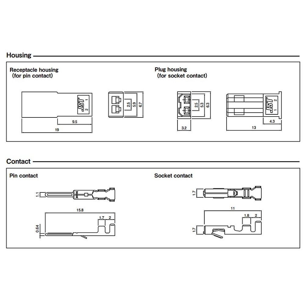 (1 ชุด) หัวต่อ RCY JST Plug ตัวรับ-ปลั๊ก พร้อมหมุดย้ำสายไฟ Receptacle ...