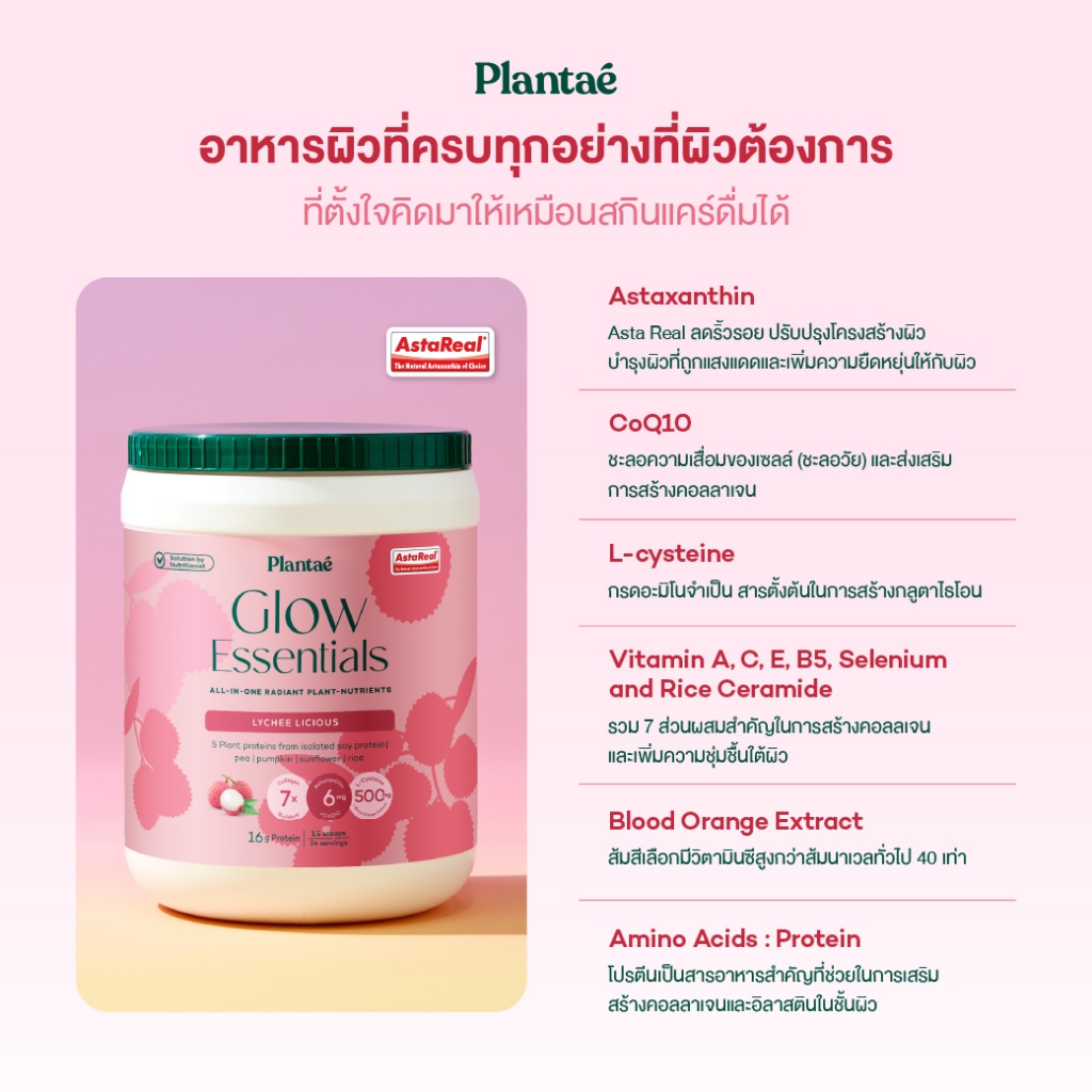Plantae แอสต้าแซนธิน Astaxanthin CoQ10 Collagen ชนิดผงชงดื่ม อาหารผิว