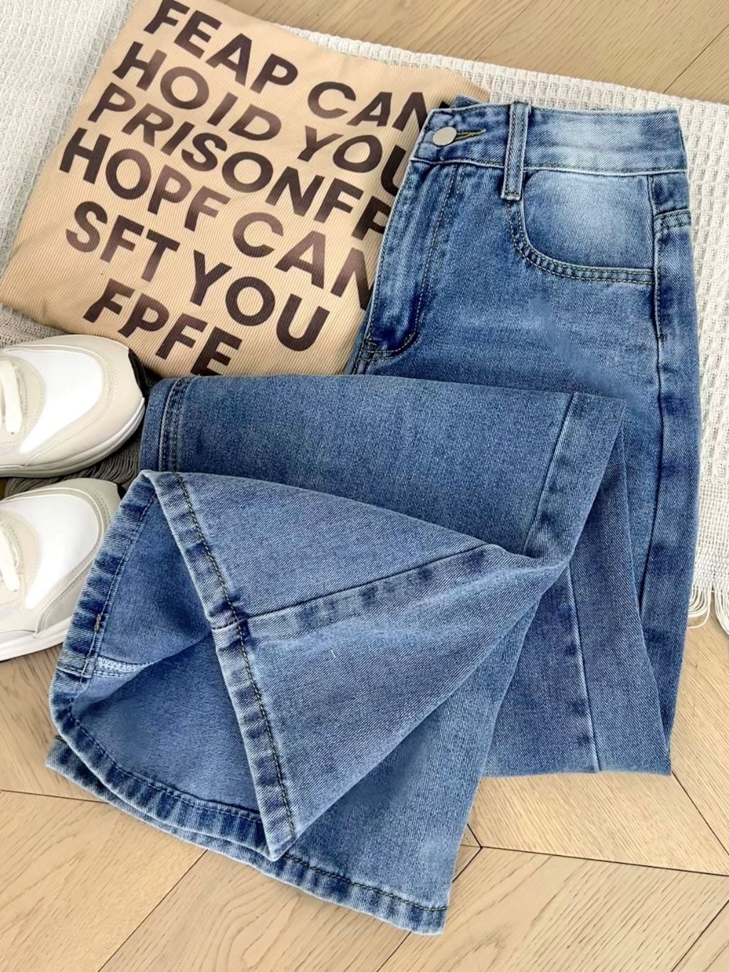 7สี กางเกงยีนส์ กางเกงกระบอก สีวินเทจ เอวสูง ทรงสวย#1153 - 2