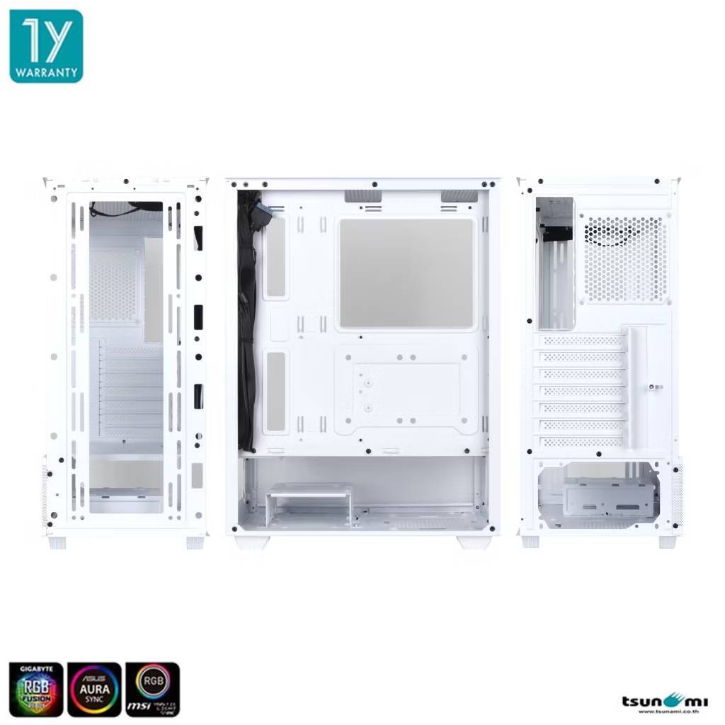 TSUNAMI ADVENTURE L26-G แถมพัดลม1266 x 3 ตัว ATX CASE (BLACK / WHITE ...