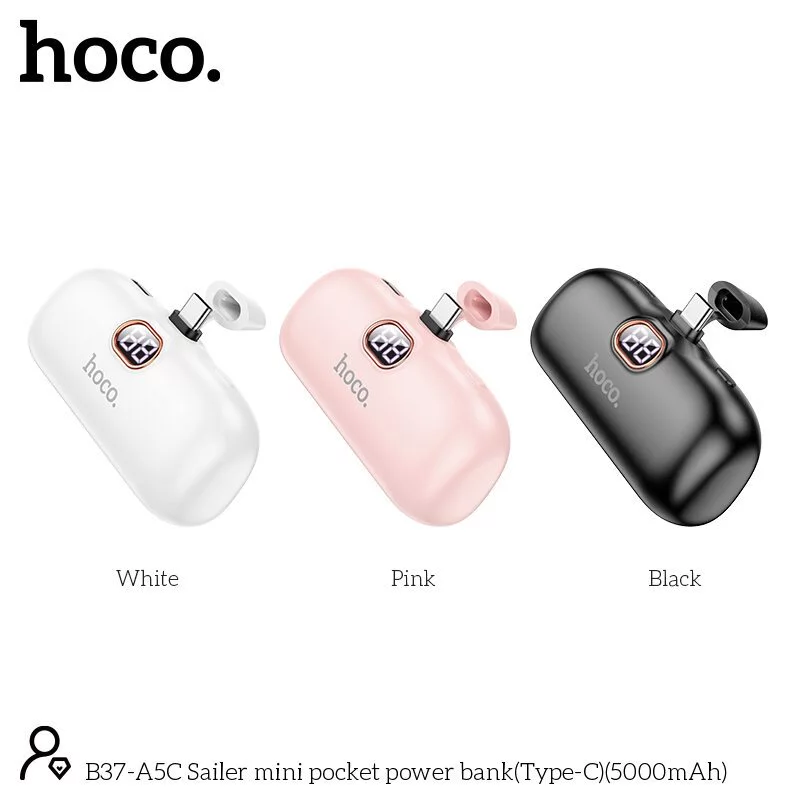 Hoco แบตสำรองแบบฉุกเฉิน 1รอบ Pocket 5000 mAh Powerbank A5I A5C