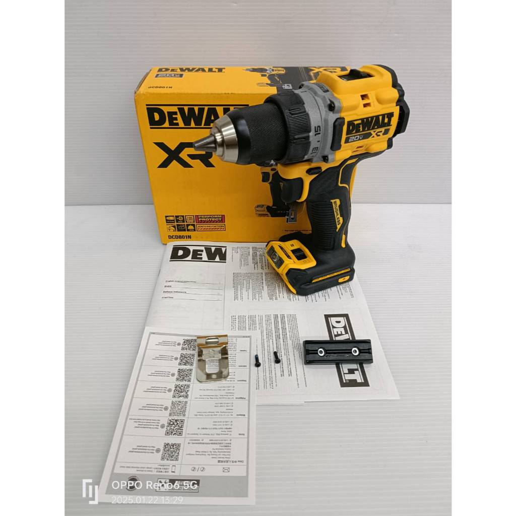 DEWALT สว่านไร้สาย 20V รุ่น DCD801N-B1 ( เครื่องเปล่า) ปรับได้ 2 โหมด ...