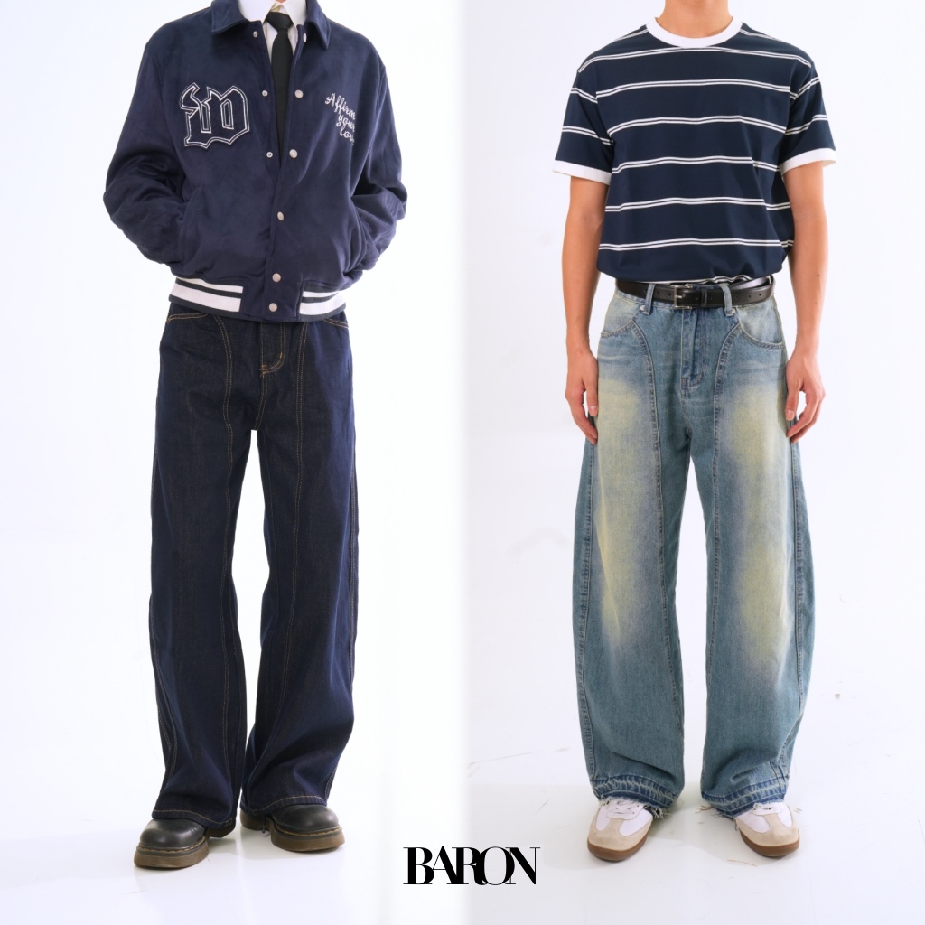BARON Theodore Loose-Fit กางเกงยีนส์ปลายขากว้าง ขากระบอกใหญ่ ยีนส์ ...