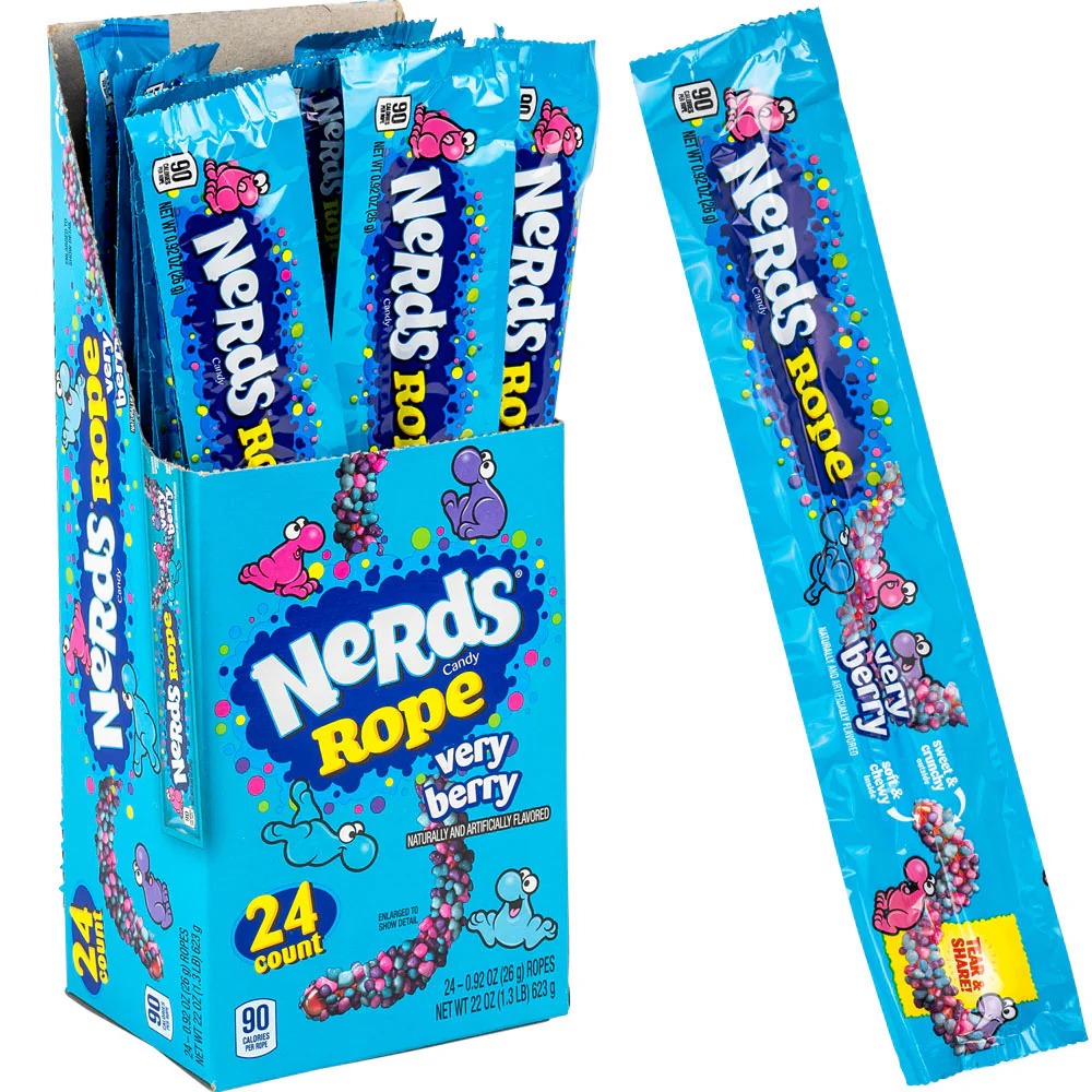 [ยกbox 24ชิ้น] NERDS เนิร์ดส์ เยลลี่เส้นยาว กลิ่นเบอร์รี่ 26g/NERDS ...