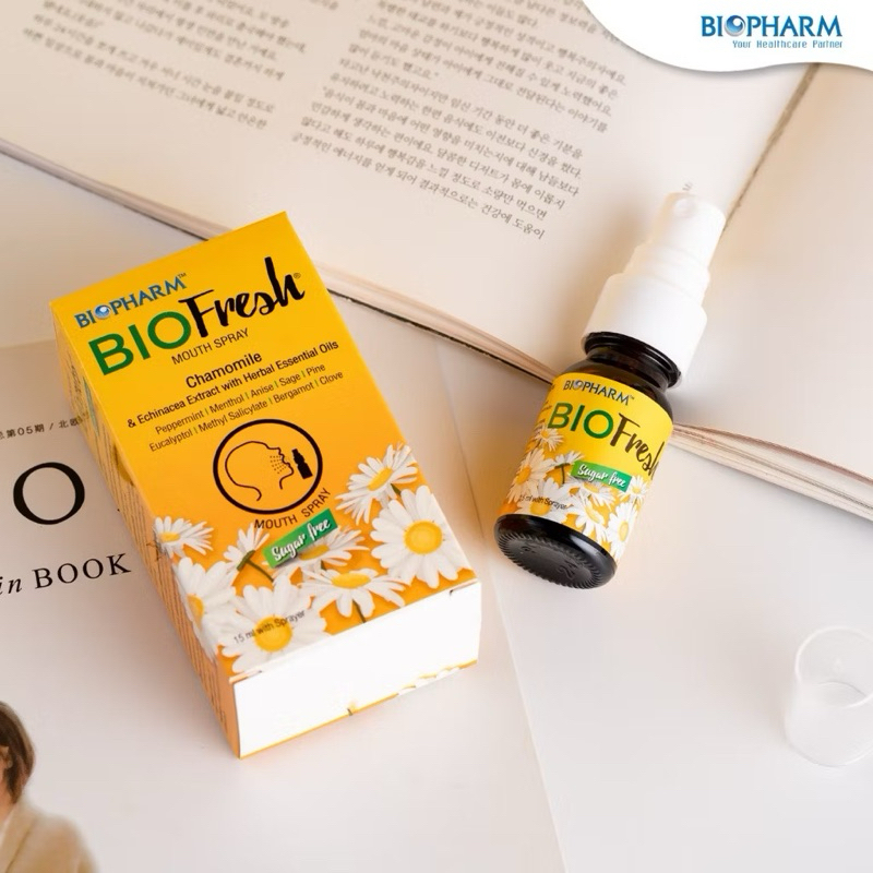 BIOPHARM BIOfresh Mouth Spray15mL ((สเปรย์พ่นคอ)) สารสกัดสมุนไพร ...