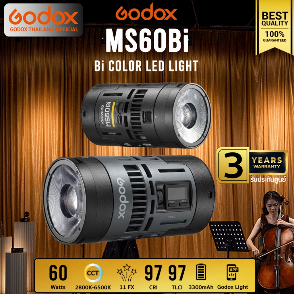 Godox LED MS60Bi 60W Bi-Color 2800K-6500K 3300mAh - รับประกันศูนย์ ...