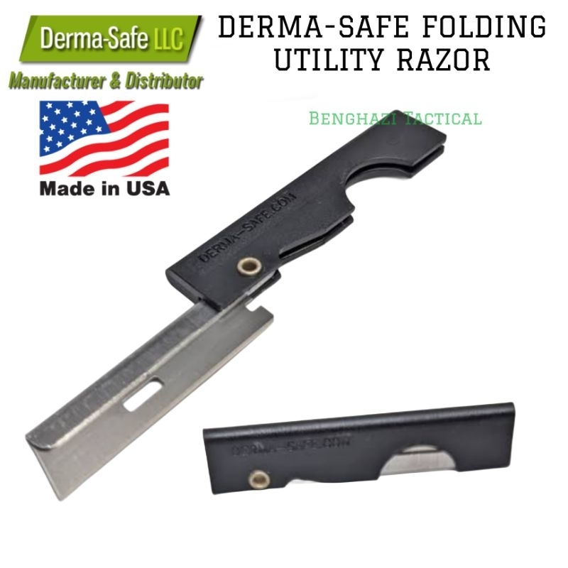 DERMA-SAFE FOLDING UTILITY RAZOR (Military Spec) Black Made in USA ...