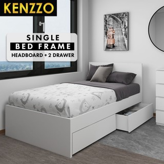 Sẵn có KENZZO: Snow series giường ngủ, có/không có đầu giường, có ngăn kéo, giường tầng 2, có thể rút ra‑gập lại, kích thước 3 ft, phong cách tối giản