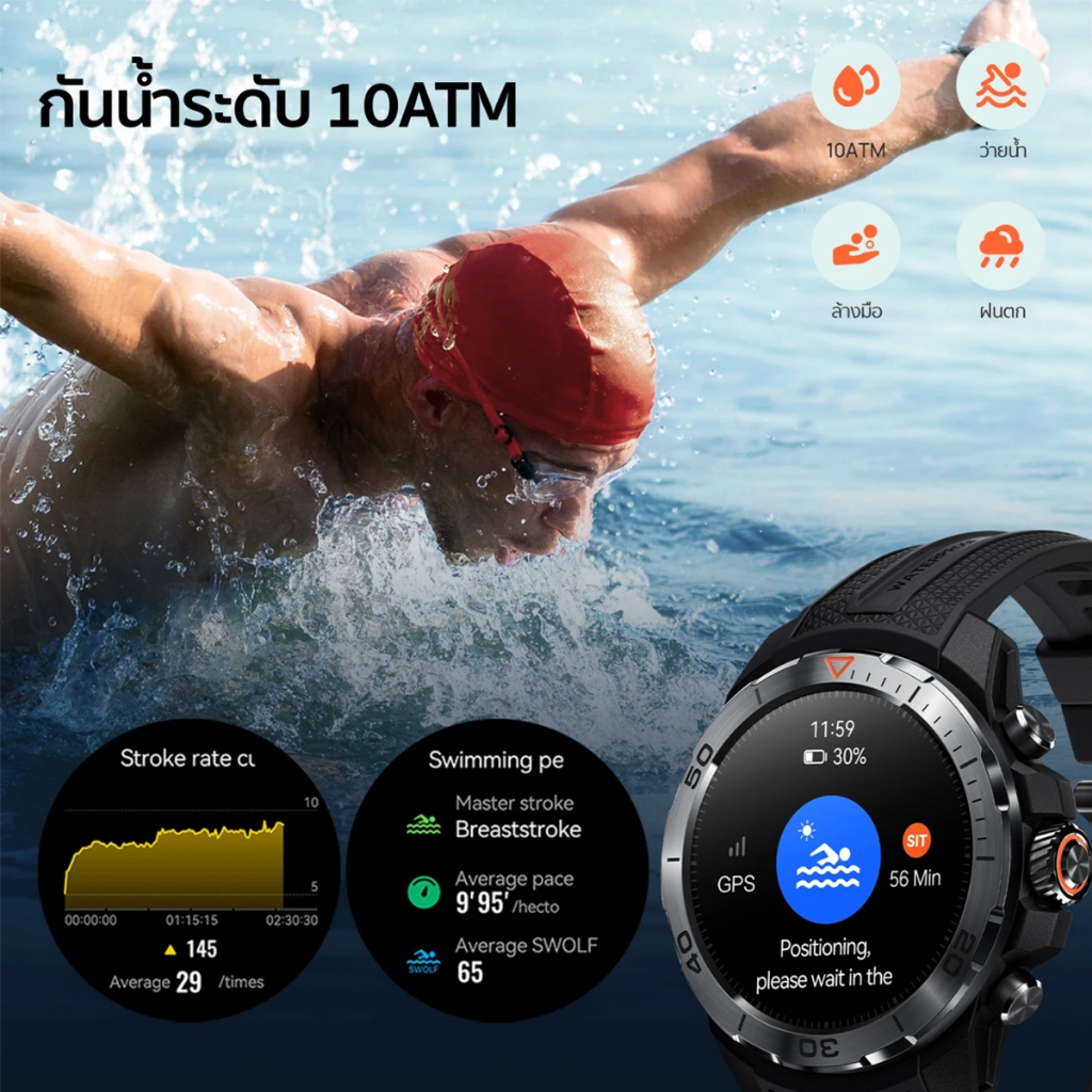 Mibro Watch GS Explorer สมาร์ทวอทช์ GPS ในตัว กันน้ำ 10ATM AMOLED 60Hz สว่าง 1500 Nit