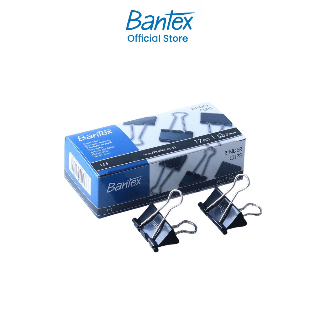 Bantex คลิปหนีบกระดาษ ขนาด 25/ 32/ 41/ 50มม 12ชิ้น/กล่อง หนีบเอกสาร คลิปหนีบ คลิปดำ Binder Clips